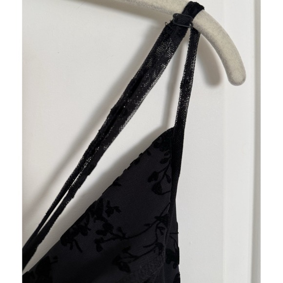 Y2K Style Black Sheer Floral Burnout Lace Midi Slip Dress Goth Prom whimsy XL - Picture 9 of 14